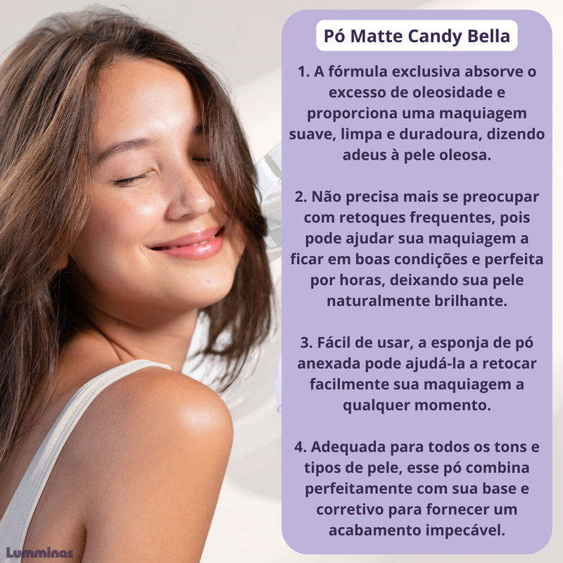 Pó Facial Matte para Controle de Oleosidade e Poros - Candy Bella