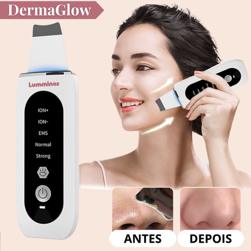 Limpador Facial Ultrassônico Recarregável para Limpeza Profunda e Lifting – Peeling + Terapia LED – Para Todos os Tipos de Pele - DermaGlow